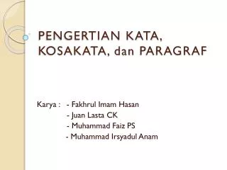 pengertian kata kosakata dan paragraf
