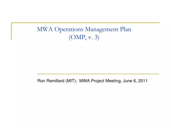 mwa operations management plan omp v 3