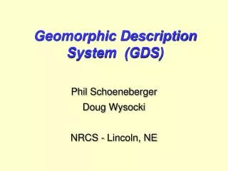 Geomorphic Description System (GDS)