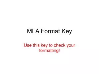 mla format key