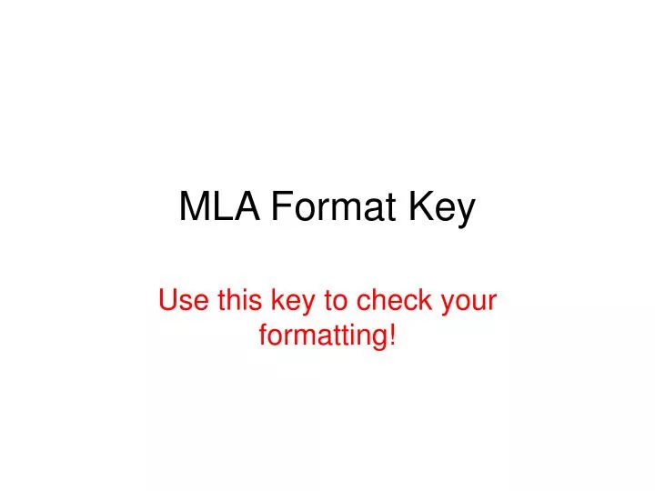 mla format key