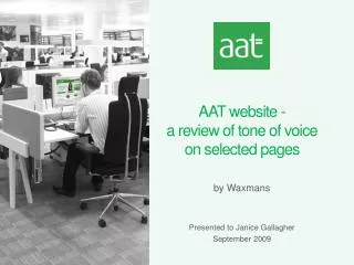 AAT website - a review of tone of voice on selected pages by Waxmans