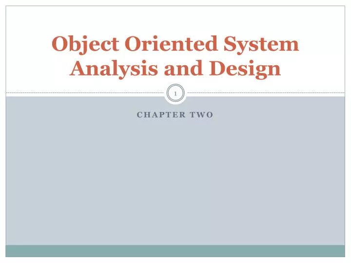 object oriented system analysis and design