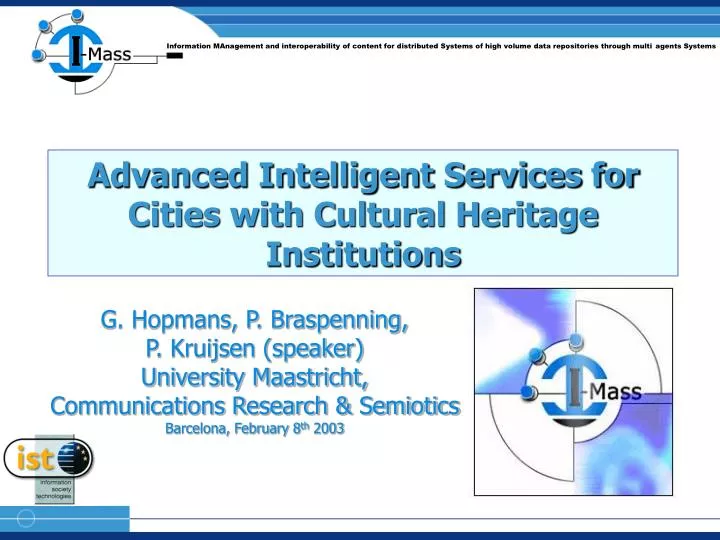advanced intelligent services for cities with cultural heritage institutions