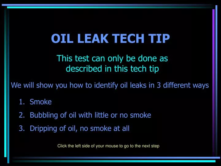 oil leak tech tip