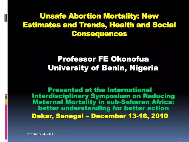 unsafe abortion mortality new estimates and trends health and social consequences