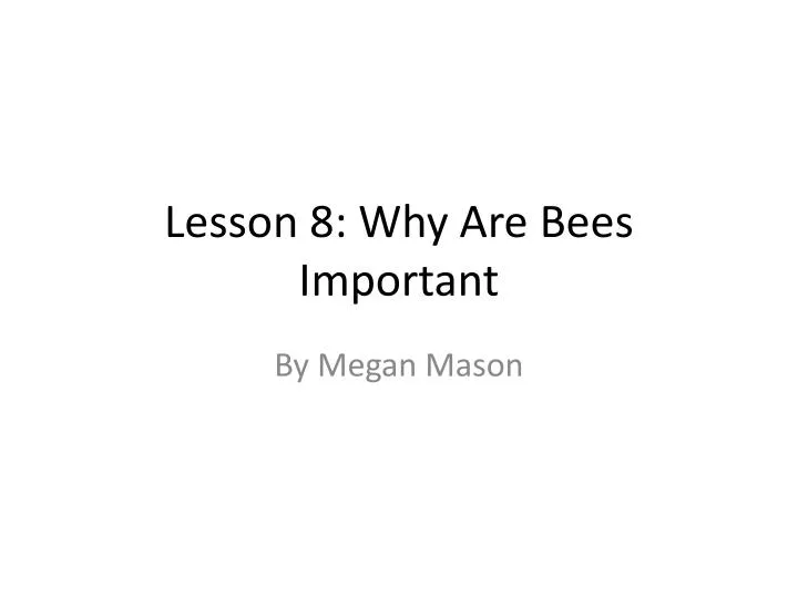 lesson 8 why are bees important