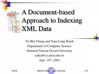 A Document-based Approach to Indexing XML Data