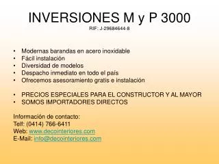 inversiones m y p 3000 rif j 29684644 8