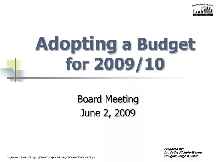 adopting a budget for 2009 10