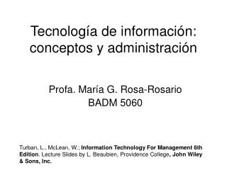Tecnología de información: conceptos y administración