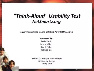 &quot;Think-Aloud&quot; Usability Test