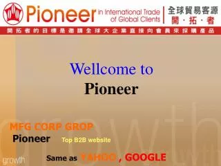 MFG CORP GROP Pioneer Top B2B website