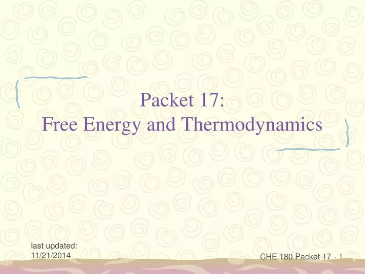 packet 17 free energy and thermodynamics