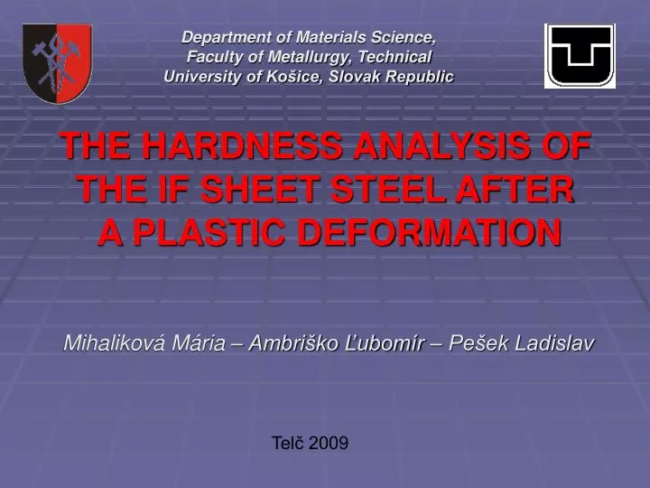 the hardness analysis of the if sheet steel after a plastic deformation