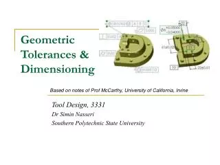 Geometric Tolerances &amp; Dimensioning