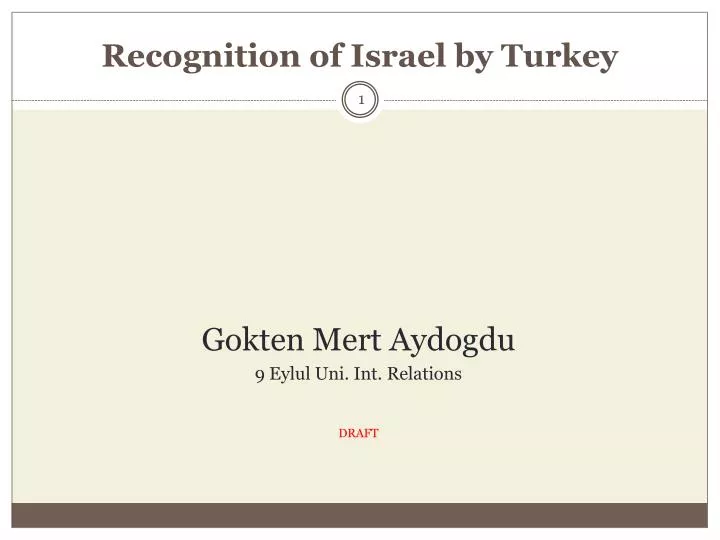 recognition of israel by turkey