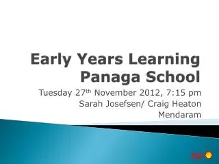Early Years Learning Panaga School