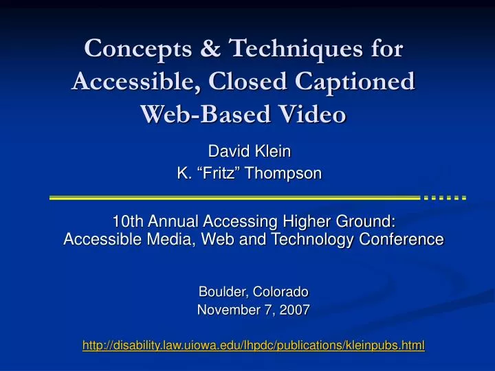 concepts techniques for accessible closed captioned web based video