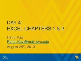 Day 4: Excel Chapters 1 &amp; 2