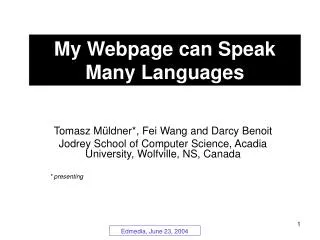 My Webpage can Speak Many Languages