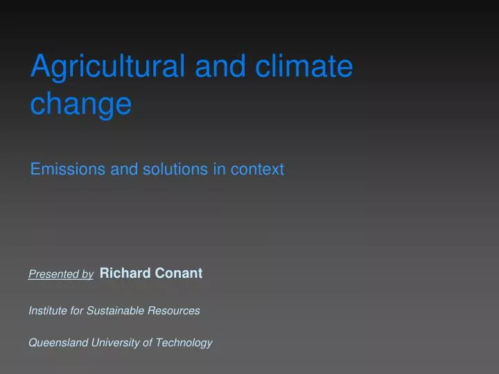 agricultural and climate change emissions and solutions in context