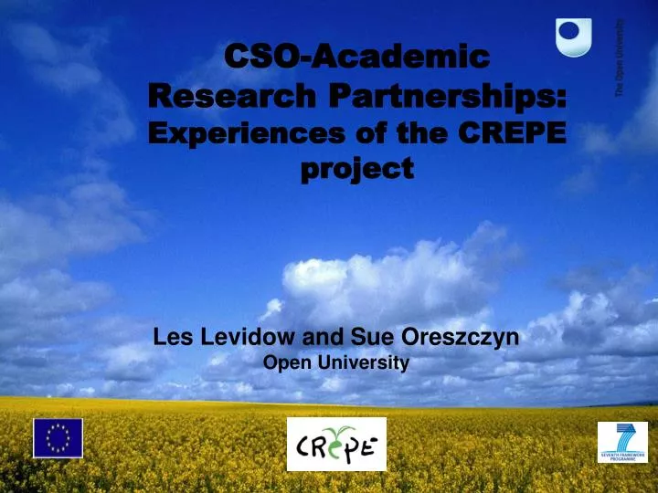 cso academic research partnerships experiences of the crepe project