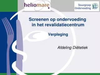 screenen op ondervoeding in het revalidatiecentrum verpleging