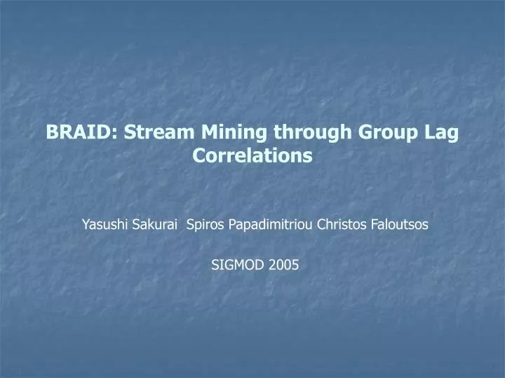 braid stream mining through group lag correlations