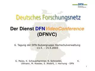 Der Dienst DFN VideoConference (DFNVC)