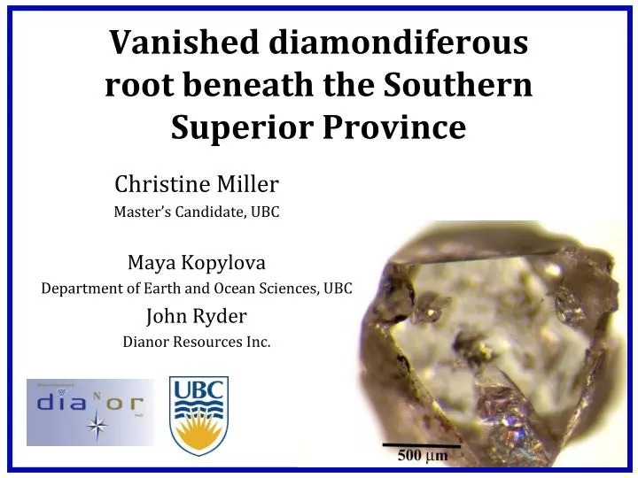 vanished diamondiferous root beneath the southern superior province