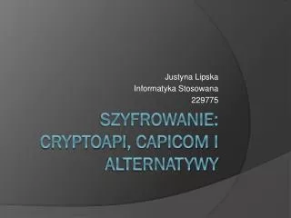 justyna lipska informatyka stosowana 229775