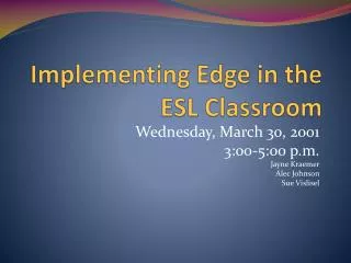 Implementing Edge in the ESL Classroom