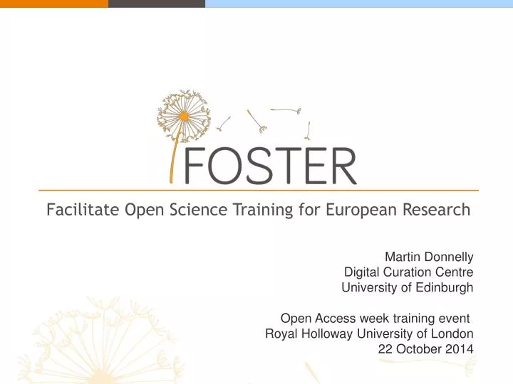 facilitate open science training for european research