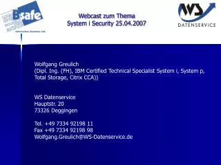 webcast zum thema system i security 25 04 2007