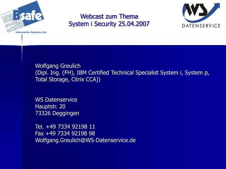 webcast zum thema system i security 25 04 2007