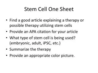 Stem Cell One Sheet