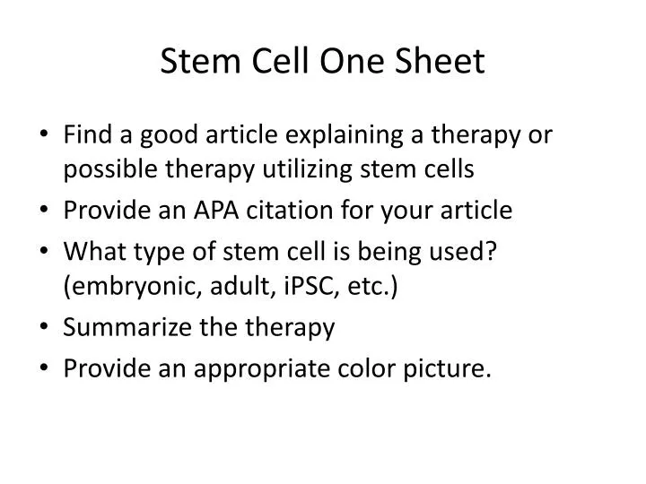 stem cell one sheet