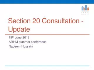 Section 20 Consultation - Update