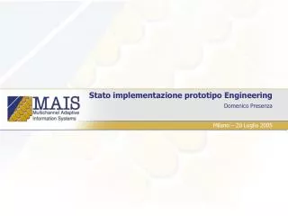Stato implementazione prototipo Engineering