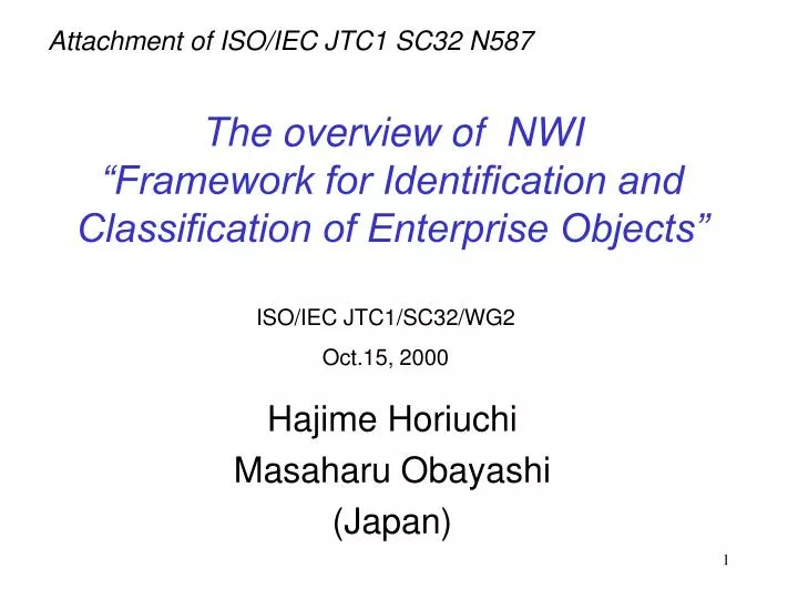 the overview of nwi framework for identification and classification of enterprise objects