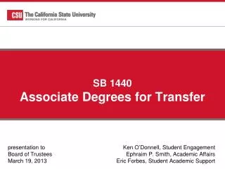 SB 1440 Associate Degrees for Transfer
