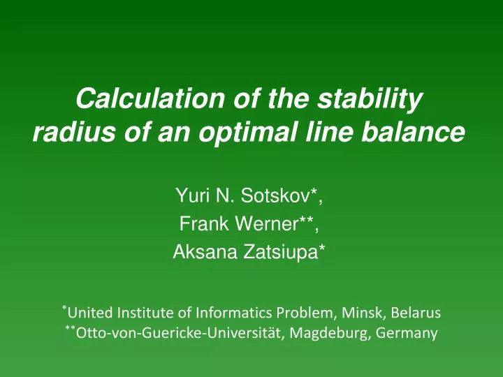 calculation of the stability radius of an optimal line balance