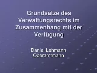 Grundsätze des Verwaltungsrechts im Zusammenhang mit der Verfügung