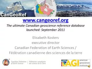 cangeoref The ultimate Canadian geoscience reference database launched: September 2011