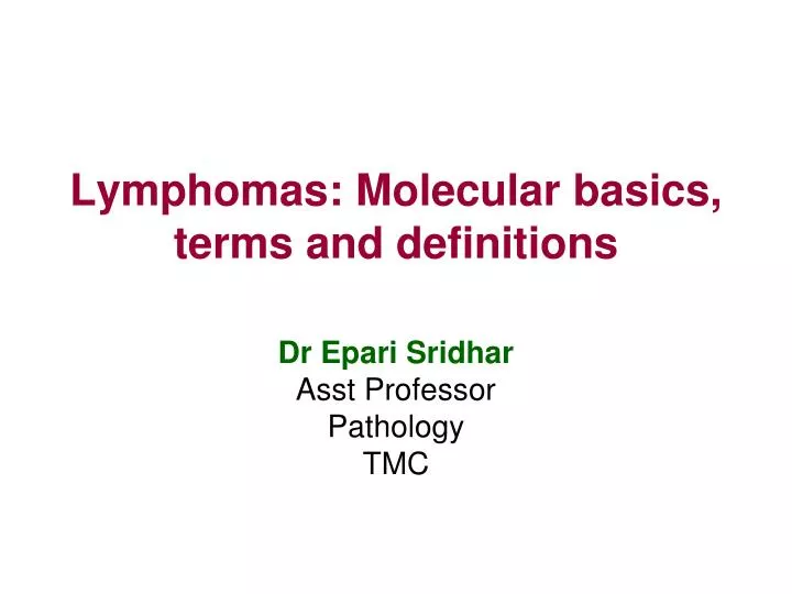 lymphomas molecular basics terms and definitions