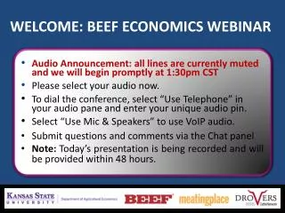 WELCOME: BEEF ECONOMICS WEBINAR