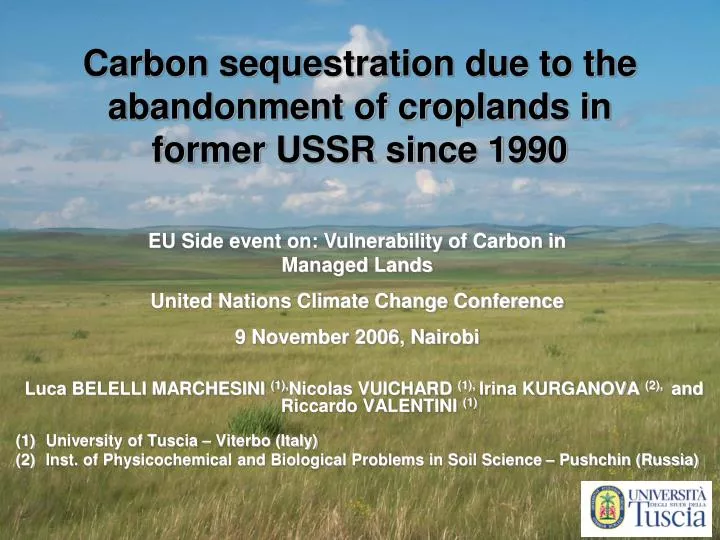carbon sequestration due to the abandonment of croplands in former ussr since 1990