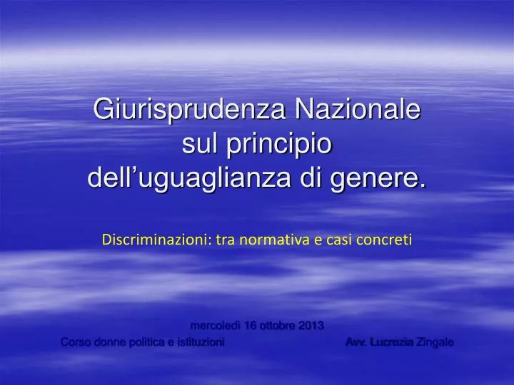 giurisprudenza nazionale sul principio dell uguaglianza di genere