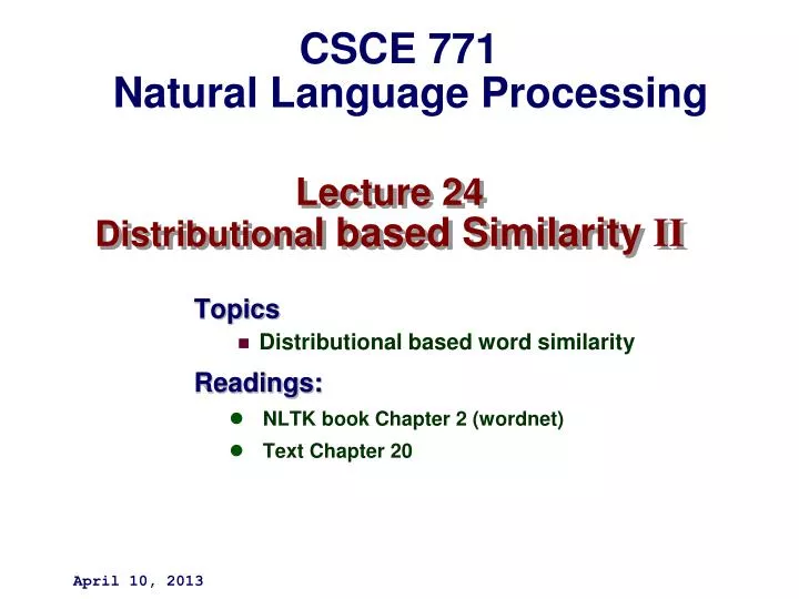 lecture 24 distributiona l based similarity ii
